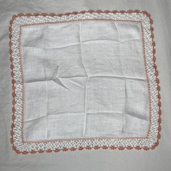 1 Vintage Cocktail Napkin Handkerchief Hankie Square 12" x 11.5" - Picture 3 of 6